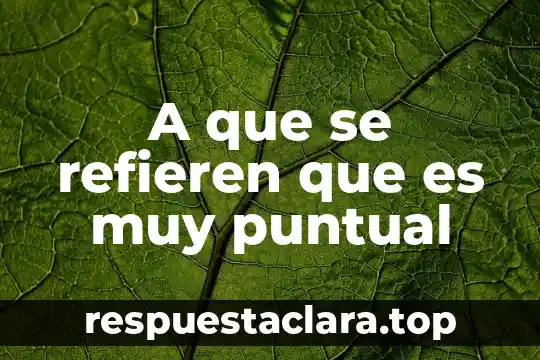 A que se refieren que es muy puntual