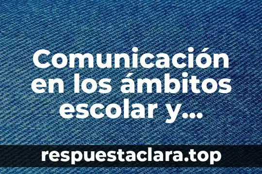 Comunicación en los ámbitos escolar y profesional que es