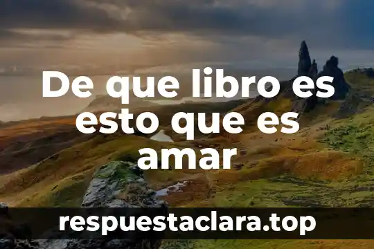 Que es el argumento del un libro 3 De que libro es esto que es amar