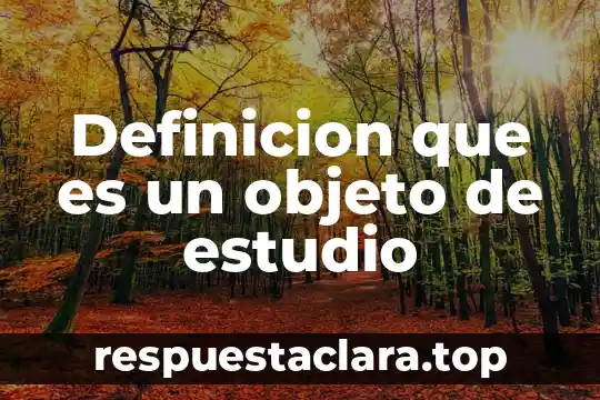 Definicion que es un objeto de estudio