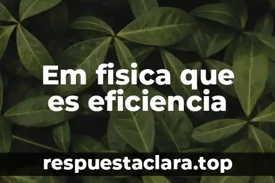 Em fisica que es eficiencia
