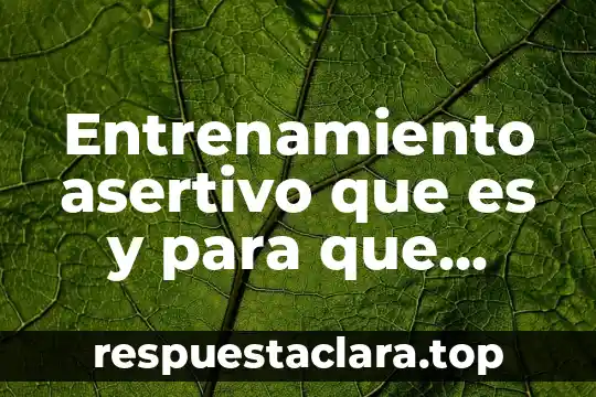 Entrenamiento asertivo que es y para que sirve
