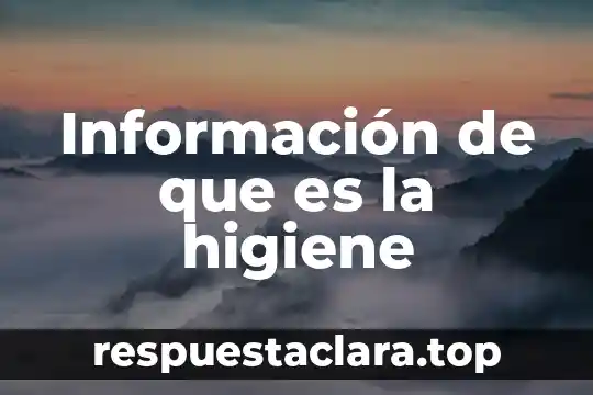 Información de que es la higiene
