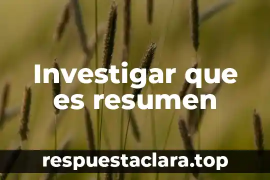 Investigar que es resumen
