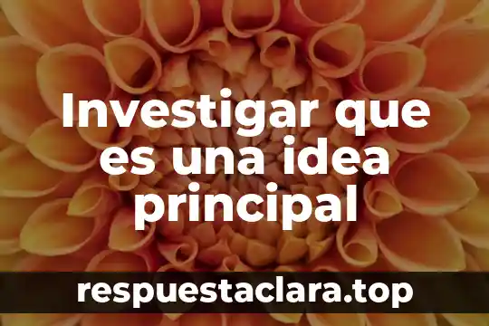 Investigar que es una idea principal