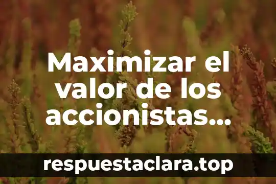 Maximizar el valor de los accionistas que es