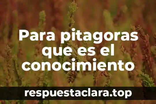 Para pitagoras que es el conocimiento