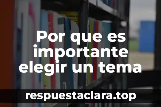 Por que es importante elegir un tema