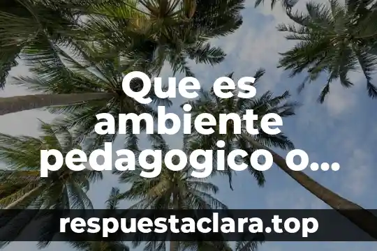 Que es ambiente pedagogico o de aula