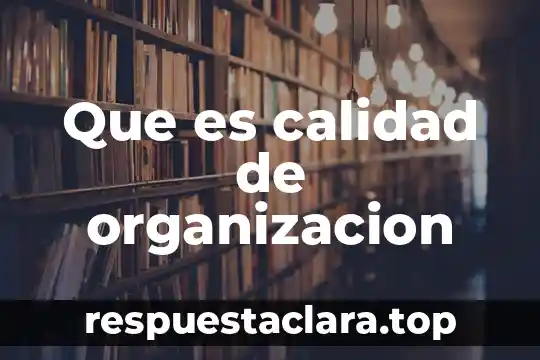 Que es calidad de organizacion