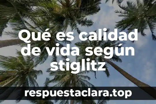 Qué es calidad de vida según stiglitz