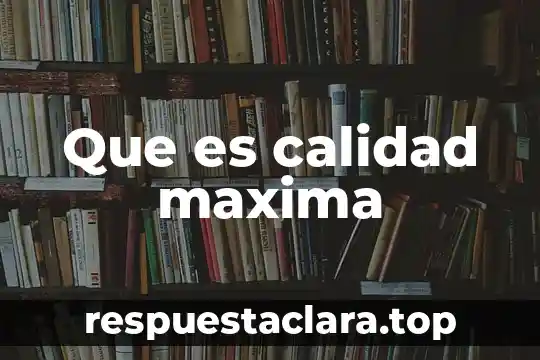 Lo que es en realidad la calidad de vida 7 Que es calidad maxima