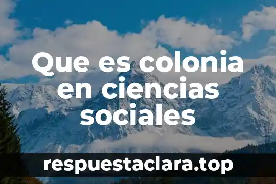 Que es colonia en ciencias sociales