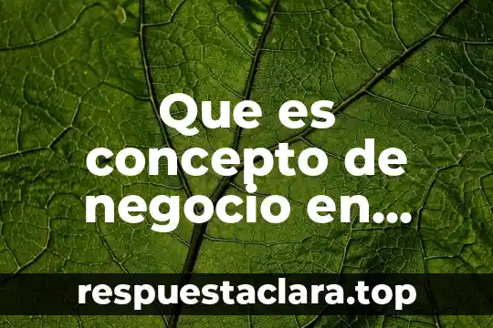 Que es concepto de negocio en marcha