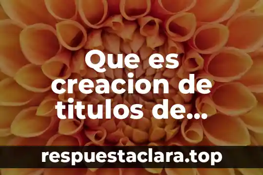 Que es creacion de titulos de credito
