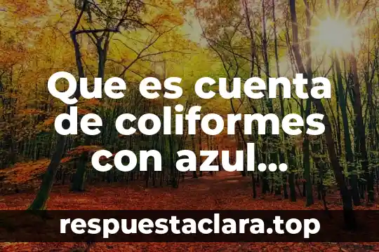 Que es cuenta de coliformes con azul melileno