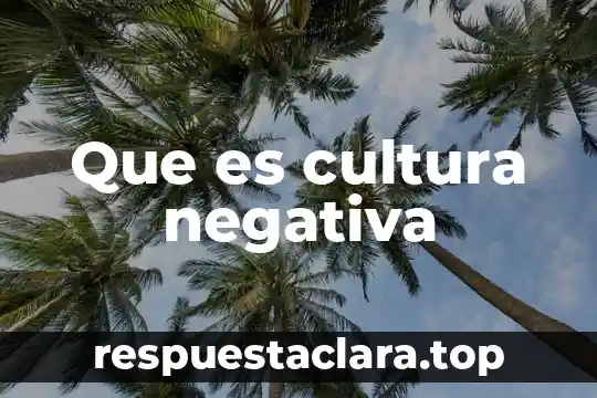 Que es cultura negativa