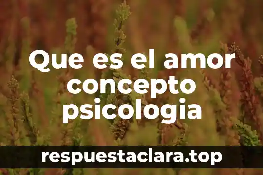 Que es el amor concepto psicologia