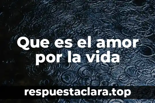 Que es el amor por la vida