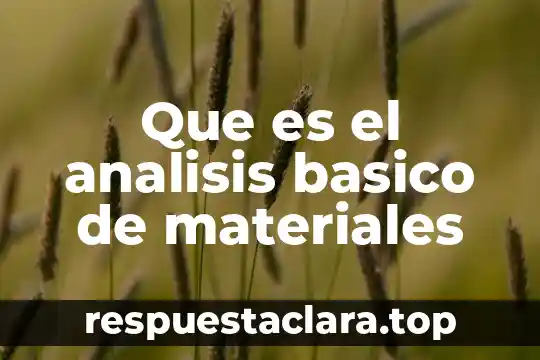 Que es el analisis basico de materiales
