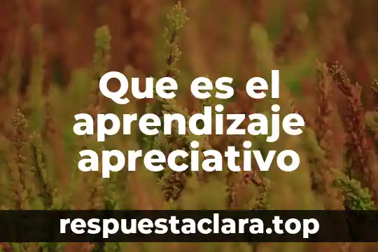 Que es el aprendizaje apreciativo
