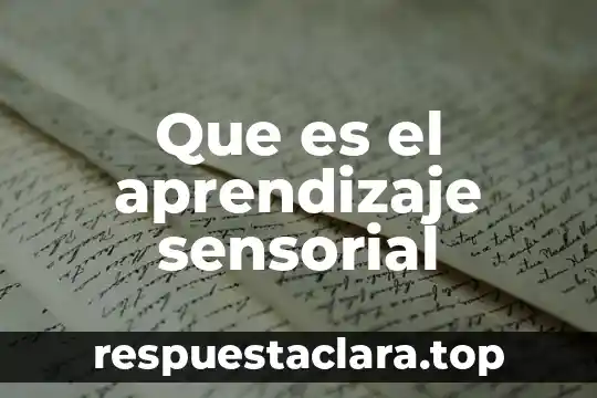 Que es el aprendizaje sensorial