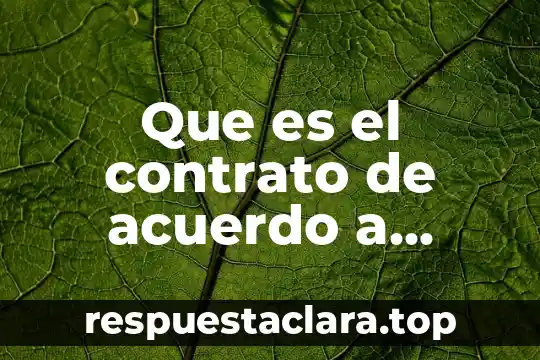 Que es nombre del contrato 7 Que es el contrato de acuerdo a bejarano