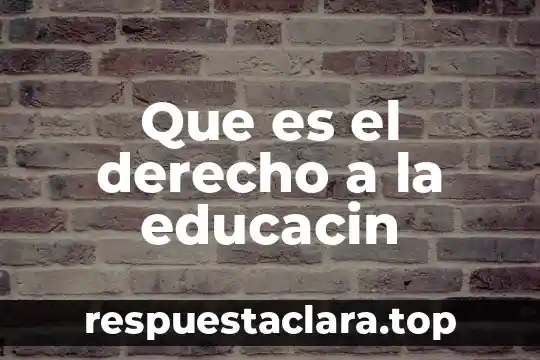 Que es el derecho a la educacin