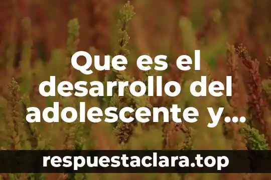 Que es el desarrollo del adolescente y el adulto
