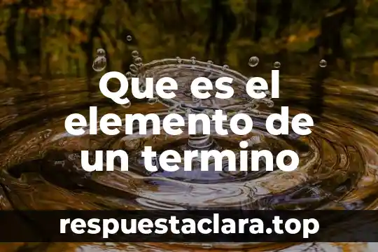 Qué es el nombre del elemento en química 5 Que es el elemento de un termino