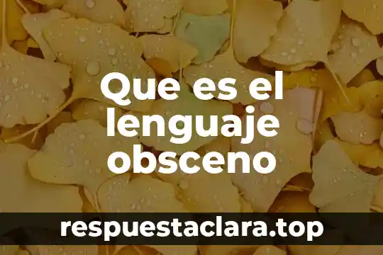 Que es el lenguaje obsceno