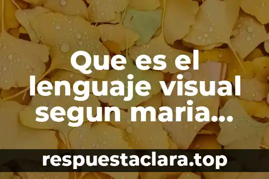 Que es el lenguaje visual segun maria acaso