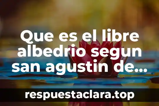 Que es el libre albedrio segun san agustin de hipona