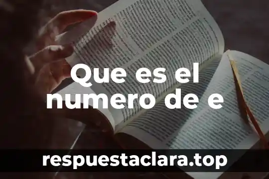 Que es el numero de e