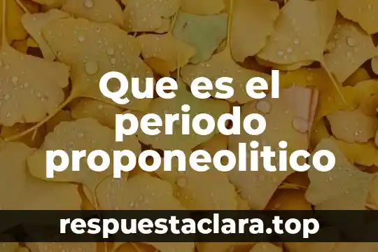 Por que es importante el periodo prefilosofico 7 Que es el periodo proponeolitico