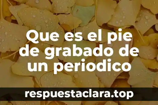 Si se me torció el pie qué es bueno 3 Que es el pie de grabado de un periodico
