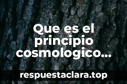 Que es el principio cosmologico yahoo