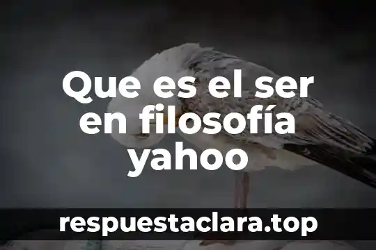 Que es el ser en filosofía yahoo