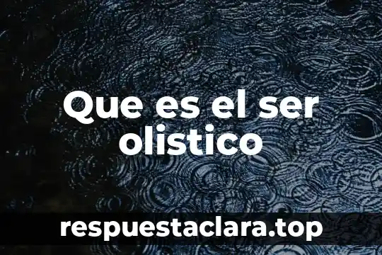 Que es el ser olistico