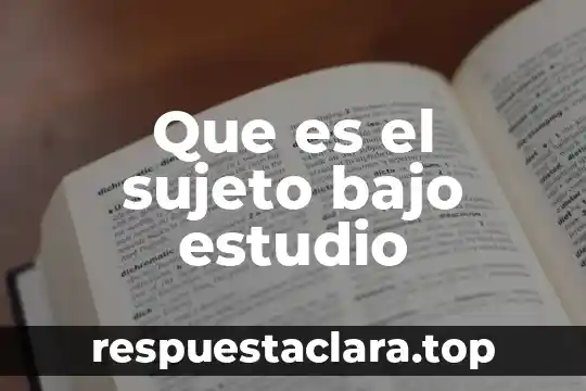 Que es el sujeto bajo estudio