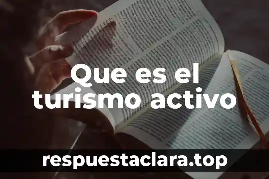 Que es el turismo activo