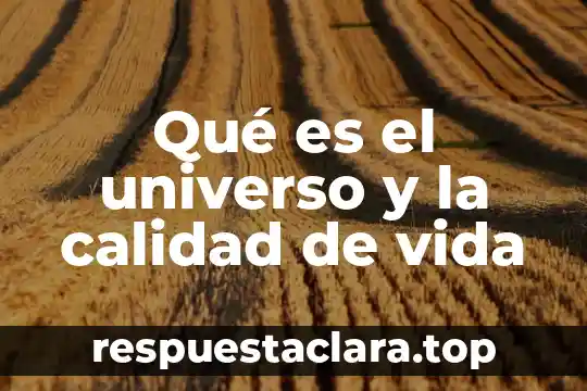 Lo que es en realidad la calidad de vida 4 Qué es el universo y la calidad de vida