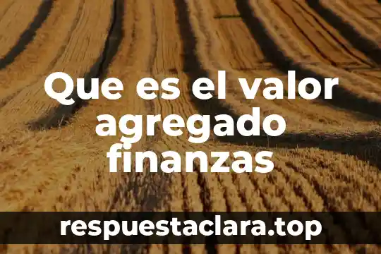 Que es el valor agregado finanzas
