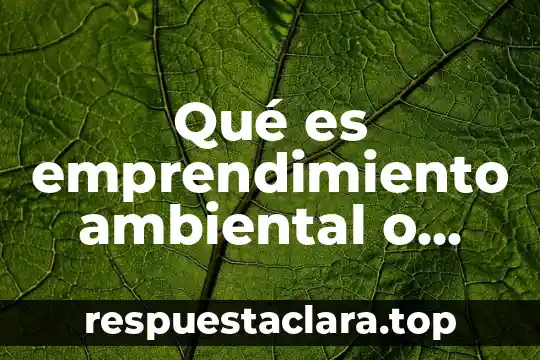 Qué es emprendimiento ambiental o verde