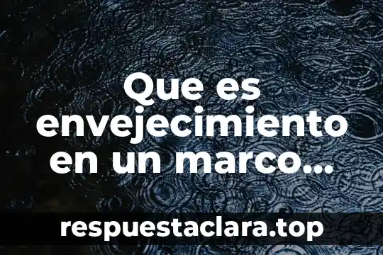Que es envejecimiento en un marco sociosanitaria