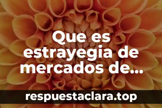 Que es estrayegia de mercados de productos