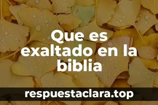 Que es la conciencisegun la biblia 6 Que es exaltado en la biblia