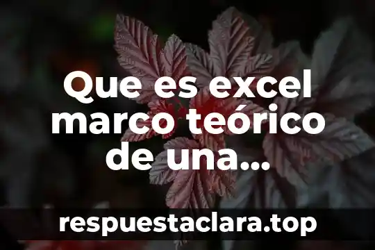 Que es excel marco teórico de una investigacion