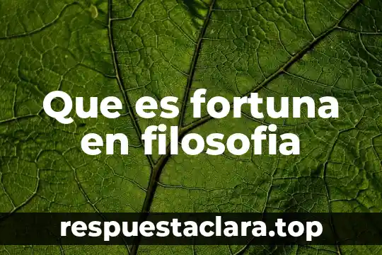 Que es fortuna en filosofia