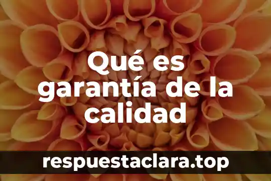 Qué es garantía de la calidad